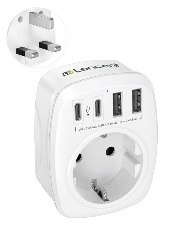 Adaptador de enchufe Reino Unido con USB-C